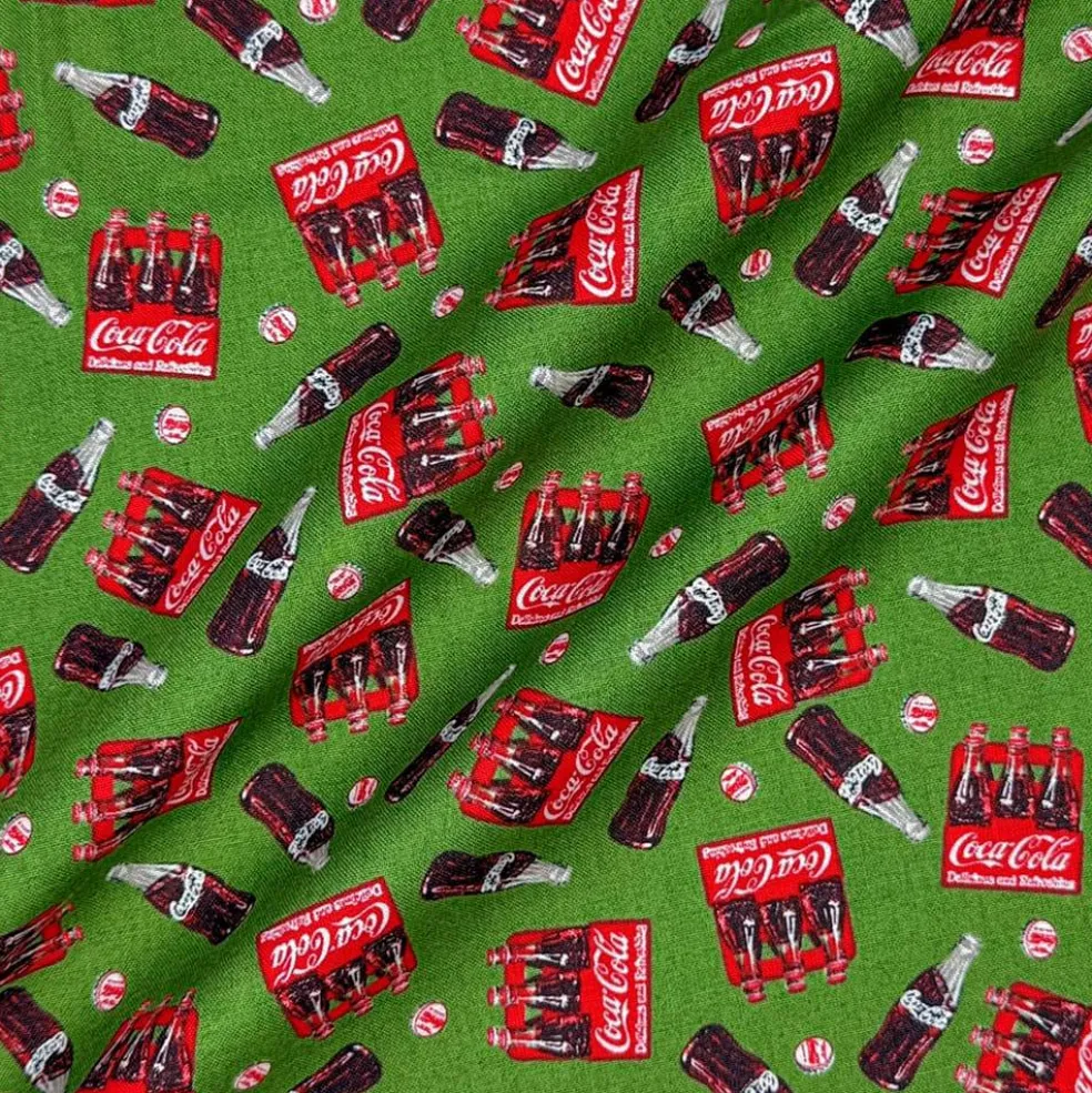 Coca Cola® Crate & Bottles Cotton Fabric