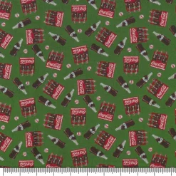 Coca Cola® Crate & Bottles Cotton Fabric