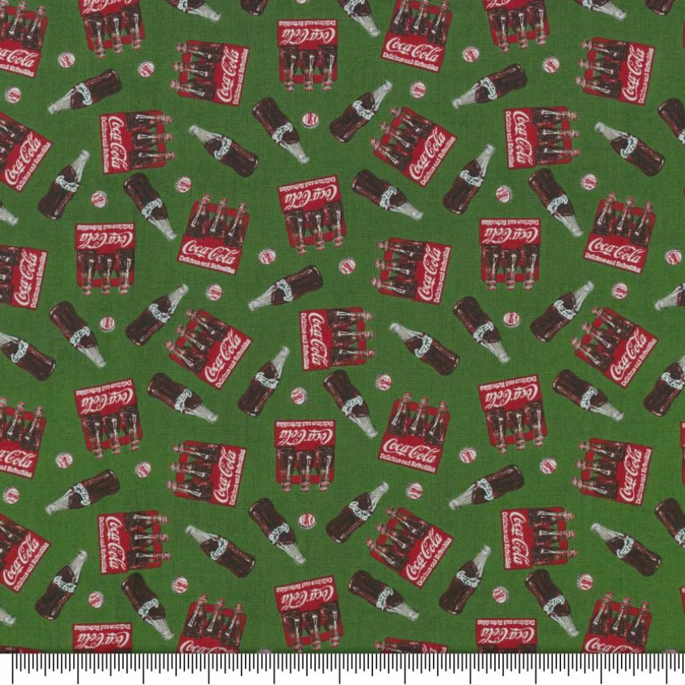 Coca Cola® Crate & Bottles Cotton Fabric