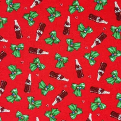 Coca Cola® Red Bottles & Bows Cotton Fabric
