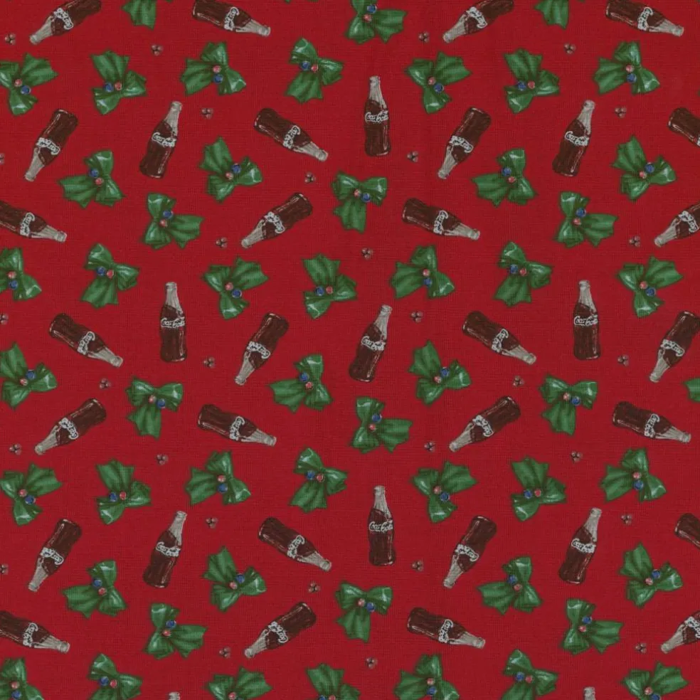 Coca Cola® Red Bottles & Bows Cotton Fabric