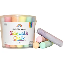 CocoNut Outdoor: Jumbo Sidewalk Chalk Bucket - 20pc, Bright Colors, 4" Chunky Sticks, In-Outdoor, Non-Toxic, Washable Art, Driveways & Boards, Kids 3+