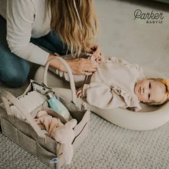 Co. Diaper Caddy - Nursery Storage Bin and Car Organizer for Diapers and Baby Wipes - Oatmeal, Large