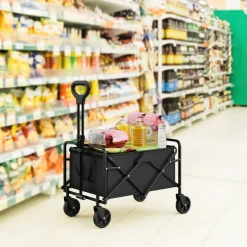 Collapsible Foldable Wagon, Utility Wagon Heavy Duty Garden Cart with Wheels