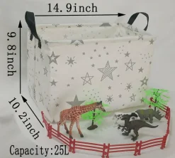 Collapsible Storage Basket with Handles, Canvas Nursery Storage Bin, Waterproof Laundry Hamper for Clothes, Toys, Books, Gift Basket, Closet Shelf Organizer for Bedroom, Bathroom & Home