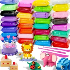 32-Color Air Dry Clay Kit – Safe, Non-Toxic, DIY Magic Clay with 3 Sculpting Tools, Gift for Kids.