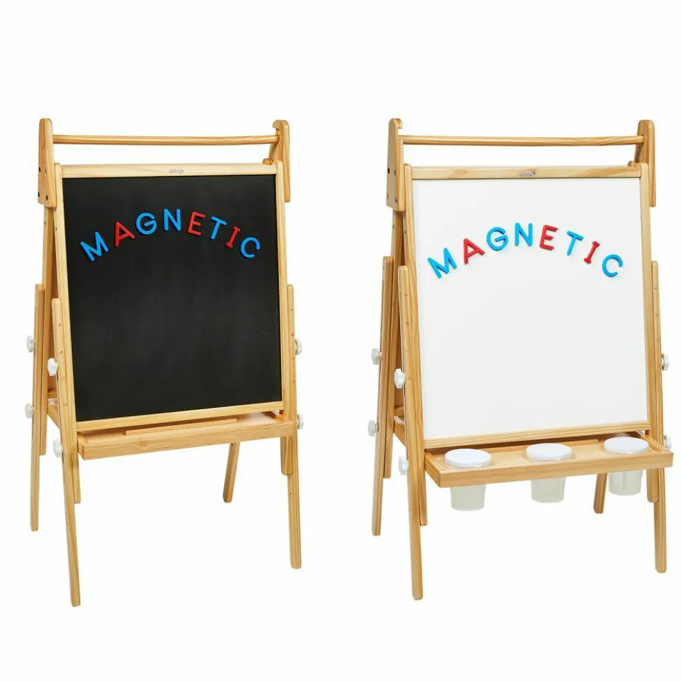 Colorations All in One Wooden Adjustable Easel for Kids, Ages 2-6+