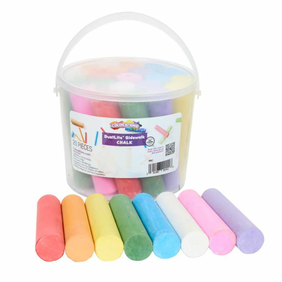 Colorations Jumbo Washable Sidewalk Chalk Set, 20 Pieces, 8 Assorted Colors