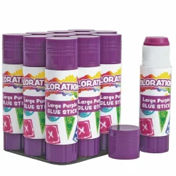 Colorations Purple Glue Sticks, Set of 12, Stick 0.88 oz, Dries Clear