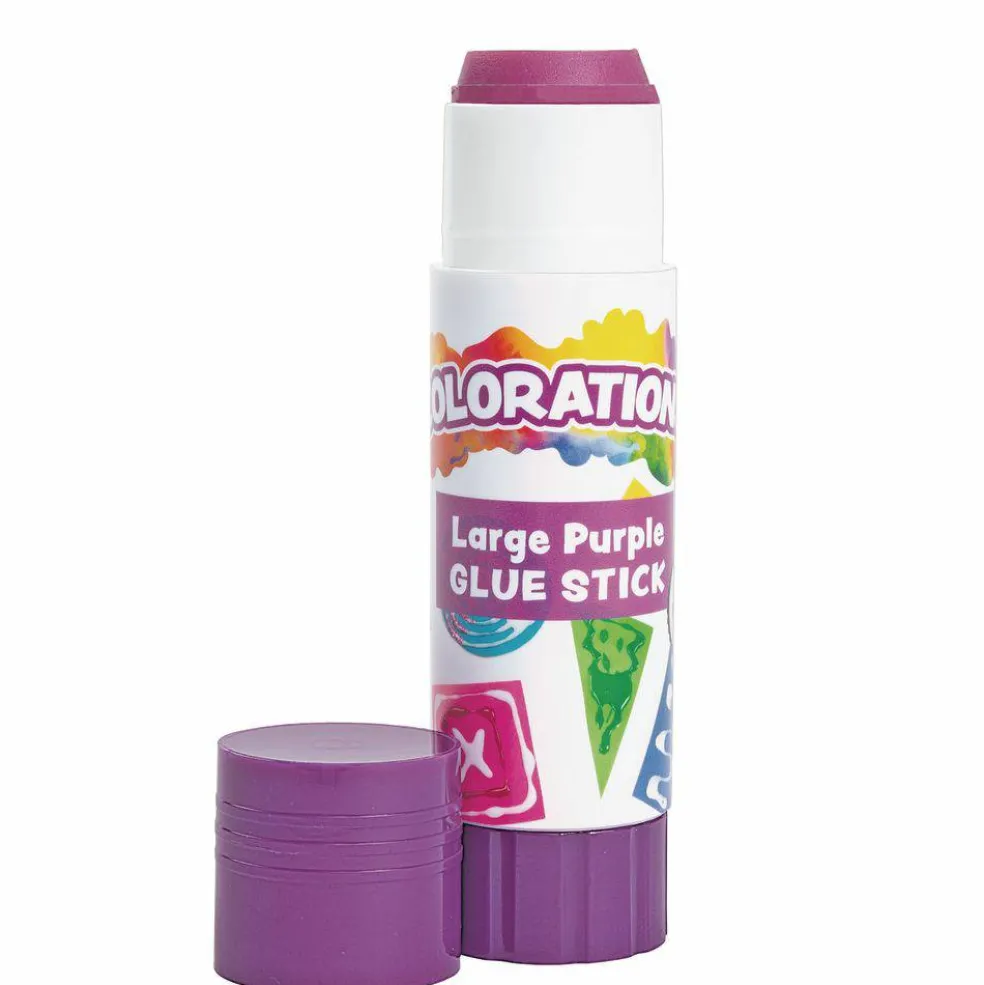 Colorations Purple Glue Sticks, Set of 12, Stick 0.88 oz, Dries Clear