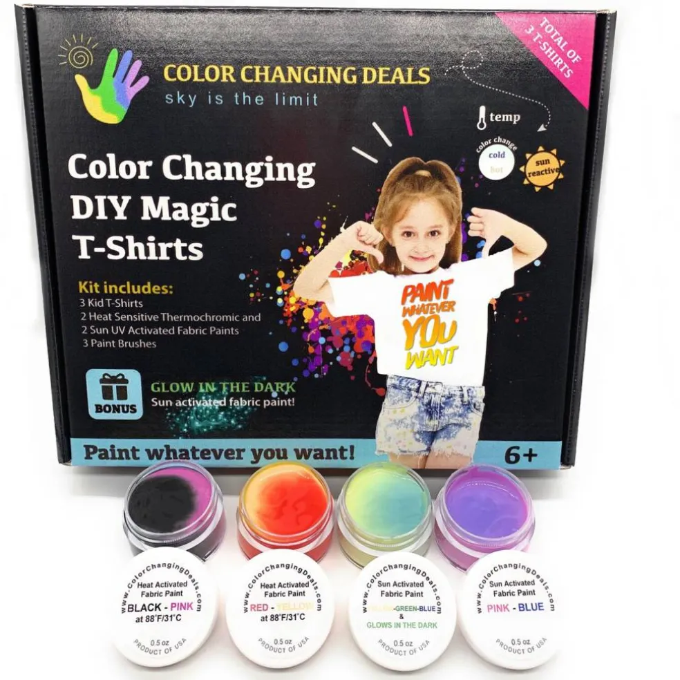 Color Changing DIY Magic T-Shirts Kit Temperature & Sun Activated Fabric Paints