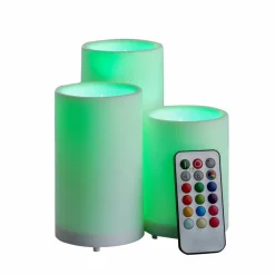 Color Changing 3 Piece Outdoor LED Pillar Candle Set with Remote by Ashland®