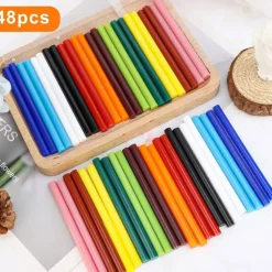 Colored Hot Glue Stick, 48 PCS 0.27" Dia x 4" Long Mini Hot Melt Glue Sticks Colored, Adhesive EVA Glue Sticks for Sealing Repairing Stamp DIY Art Handmade Car Craft Decoration Office Project