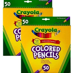 Colored Pencils, Full Length, Assorted Colors, 50 Per box, 2 Boxes