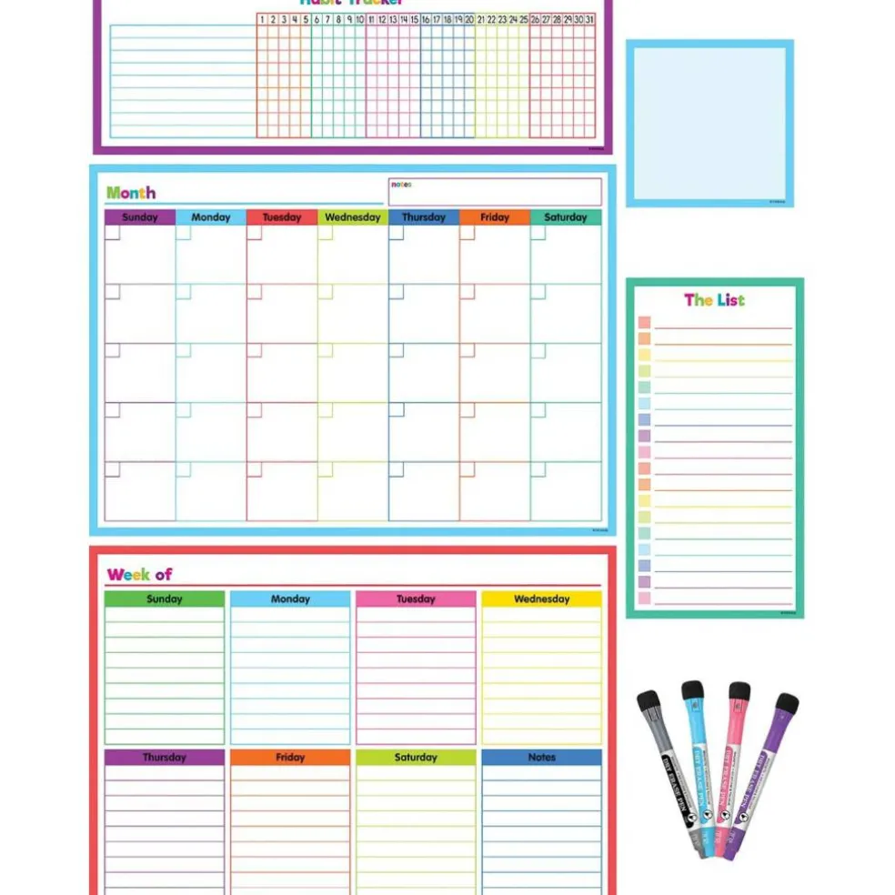 Colorful Dry-Erase Magnetic Calendar Set