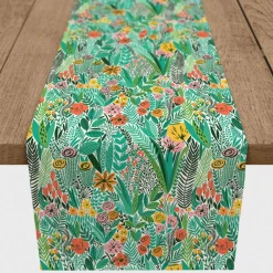 Colorful Flowers Outdoor Table Runner