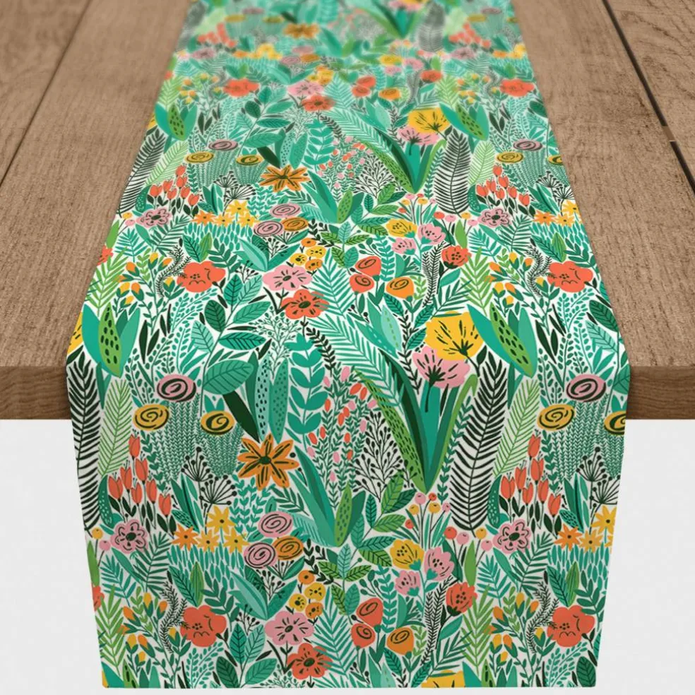 Colorful Flowers Outdoor Table Runner