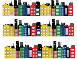 Colorfull City skyline Super Hero Skyline Edible Cake Border 2.5x10 inchs