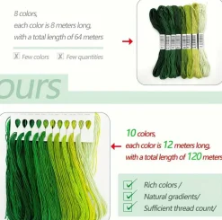 10-Color Gradient Embroidery Floss Set