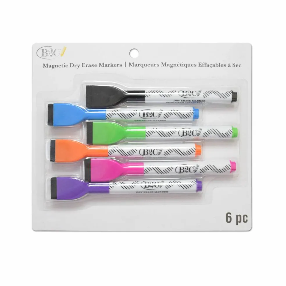 6 Color Magnetic Dry Erase Markers by B2C™