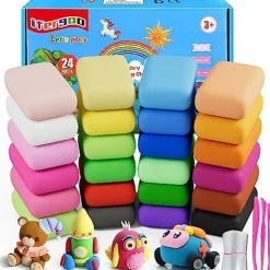 24 Colors Air Dry Clay, DIY Magic Clay with Tools and Munuals, Kids Toys Set for Boys and Girls