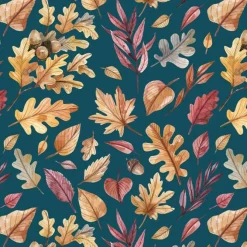 Colors of Fall Blue Anti-Pill Premium Fleece Fabric | By The Yard