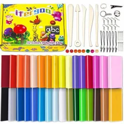 32 Colors Polymer Clay Kits, Oven Bake Clay Model Clay, Safe and Non-Toxic DIY Modeling Clay, Sculpting Clay Tools and Accessories,Ideal Gift for Children, Adults and Artists