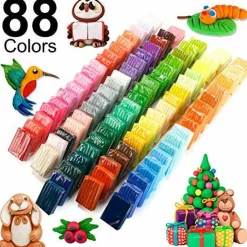 88 Colors Polymer Clay , Modeling Clay for Kids DIY Starter Kits, Oven Baked Model Clay with Sculpting Tools, Non-Toxic, Non-Sticky, Ideal Gift for Children and Artists