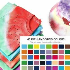 40-Color Tie Dye Kit – Pre-Filled Bottles for Easy Use, Just Add Water! Permanent Fabric Dye Set for Kids and Adults. Perfect for Large Groups, DIY Crafts, and Fun Tie-Dye Party Activities.