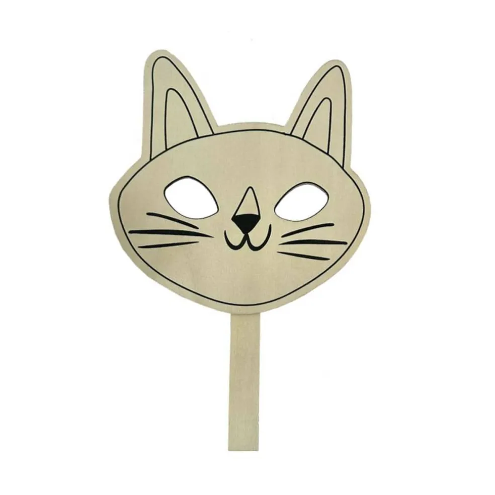 Color Your Own Wood Cat Halloween Mask by Creatology™
