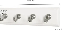 Command Key Rails, Total 2 Key Racks with 12 Command Strips, 2 Pack of 1 Rail, 4 Key Hooks on One Rail, Organize Damage-Free