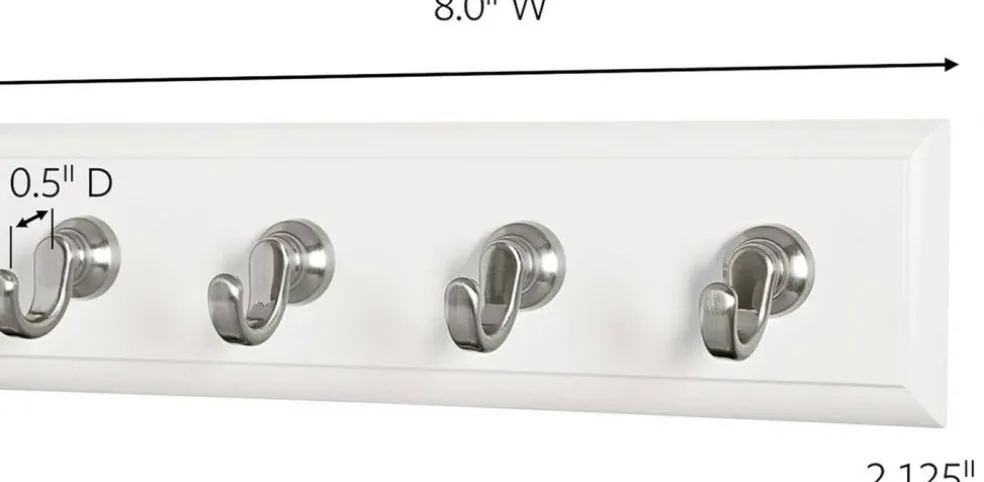 Command Key Rails, Total 2 Key Racks with 12 Command Strips, 2 Pack of 1 Rail, 4 Key Hooks on One Rail, Organize Damage-Free