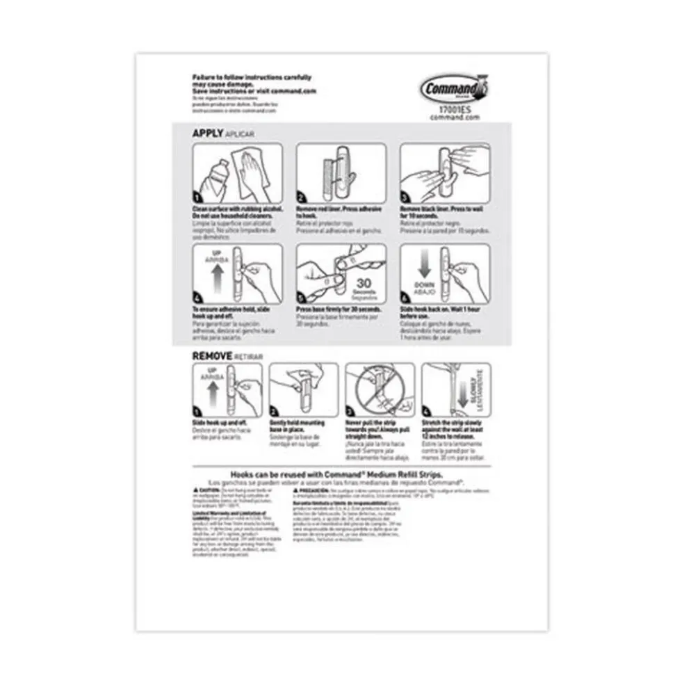 Command 3 lbs. Capacity Medium Plastic General Purpose Hooks - White (20/Pack)