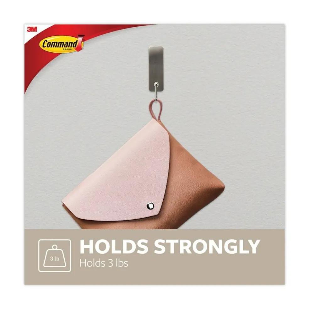 Command 3 lbs. Capacity Metal Decorative Hooks - Medium Brushed Nickel (2/Pack)