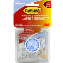Command™ Small Wire Hooks, Clear