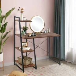 Compact Computer Desk Workstation with 4 Tier Shelves for Home and Office
