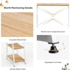 Compact Computer Desk Workstation with 4 Tier Shelves for Home and Office