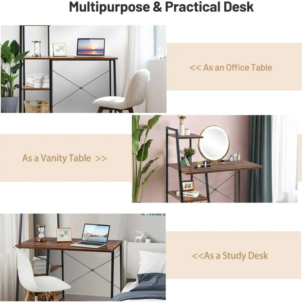 Compact Computer Desk Workstation with 4 Tier Shelves for Home and Office