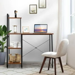 Compact Computer Desk Workstation with 4 Tier Shelves for Home and Office