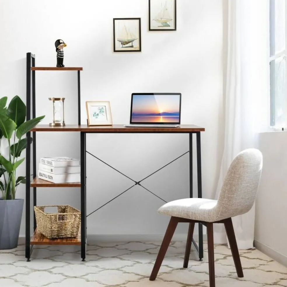 Compact Computer Desk Workstation with 4 Tier Shelves for Home and Office