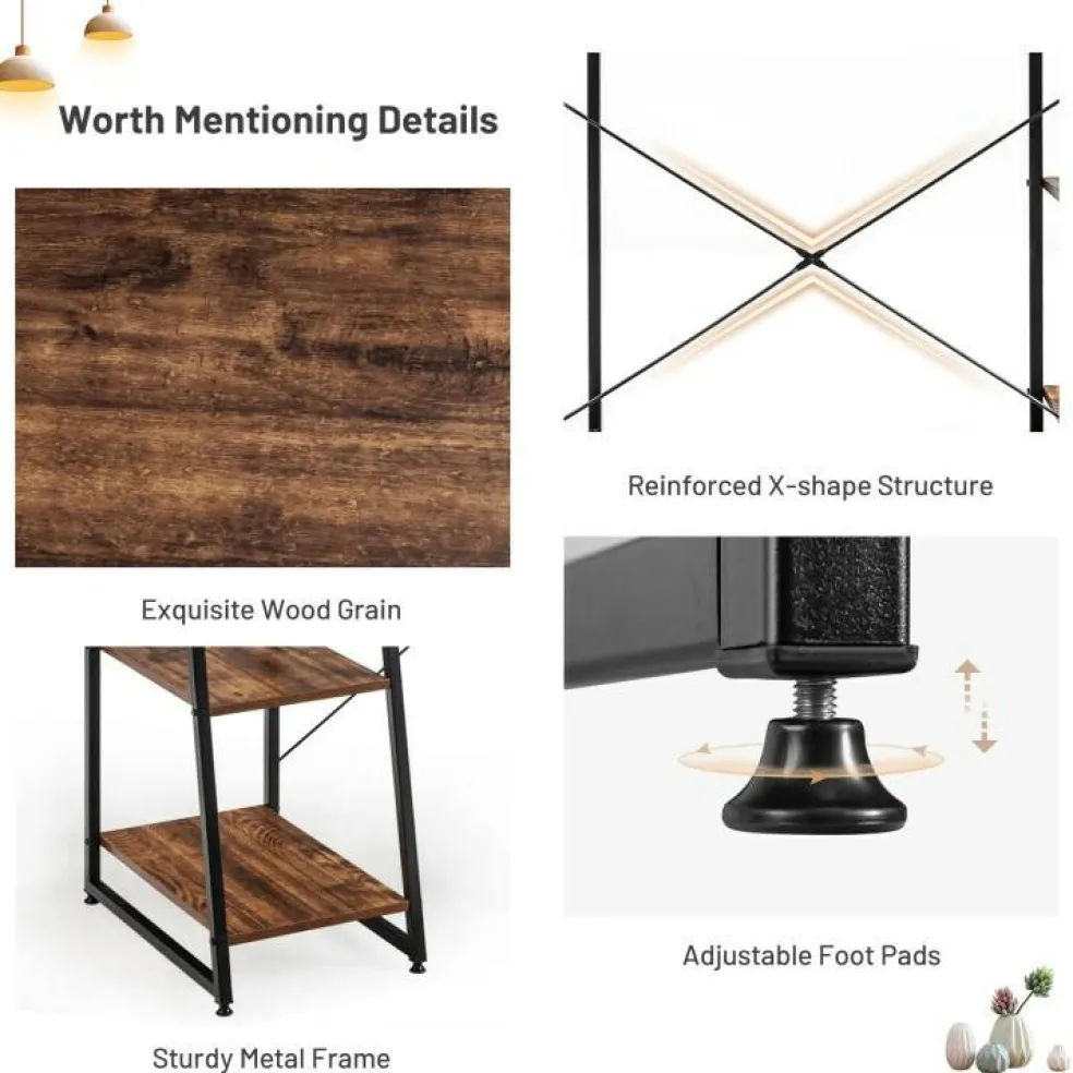 Compact Computer Desk Workstation with 4 Tier Shelves for Home and Office