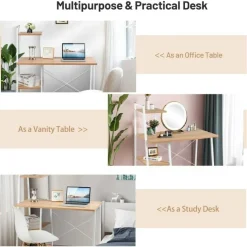 Compact Computer Desk Workstation with 4 Tier Shelves for Home and Office