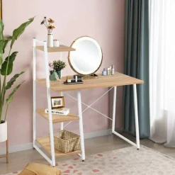 Compact Computer Desk Workstation with 4 Tier Shelves for Home and Office