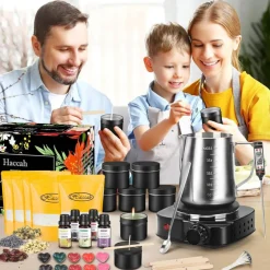 Complete Candle Making Kit with Wax Melter,Candle Making Supplies,DIY Arts&Crafts Kits Gift for Beginners,Adults,Including 500w Electronic Stove,Wicks,Wax,Rich Scents,Dyes,Melting Pot,Candle tins