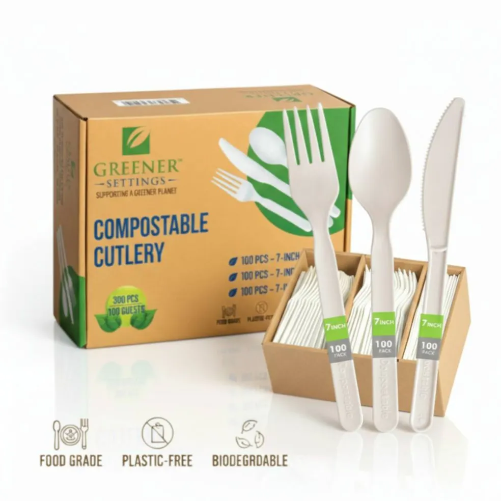 Compostable Disposable Plant Based Cutlery Set (100 Sets)