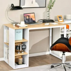 Computer Desk with 5 Side Shelves and Metal Frame