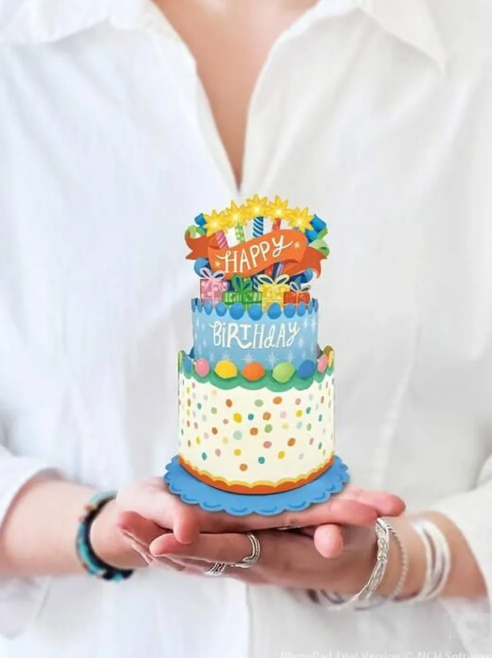 Confetti Birthday Cake Pop-up Greeting Card