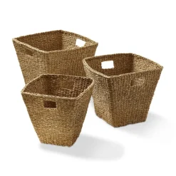 Conical Decorative Seagrass Basket 16in H x 18in L x 18in W Natural Everyday Storage Solution