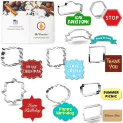 CookieCutter.com Frames & Plaques Cookie Cutter 10 Pc Set, 3 - 5 in Banner Tin Plate Steel, USA