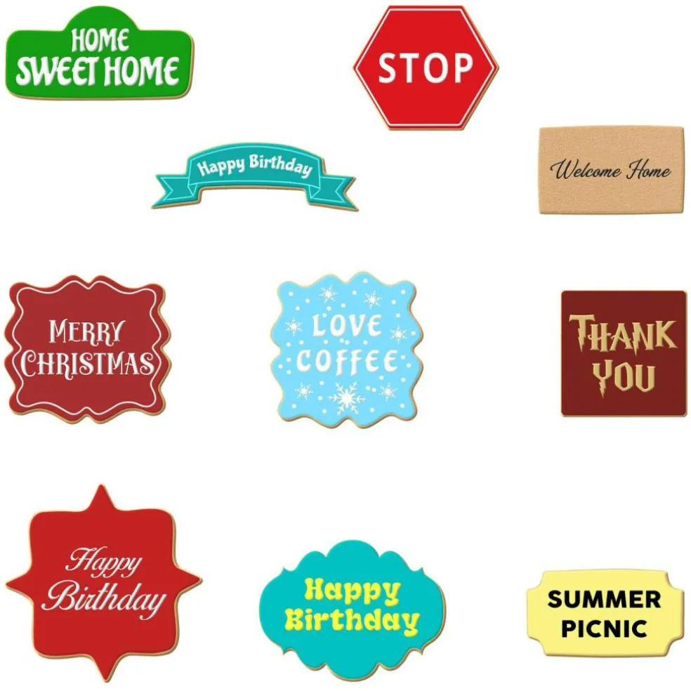 CookieCutter.com Frames & Plaques Cookie Cutter 10 Pc Set, 3 - 5 in Banner Tin Plate Steel, USA